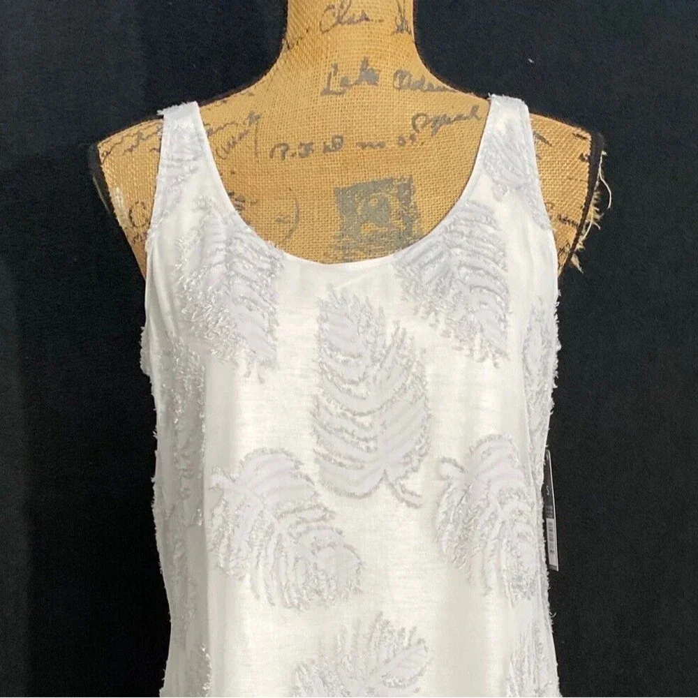 Nick + Zoe S Tunic Top Chiffon‎ Overlay Textured Smoke Gray Sleeveless Lined NWT